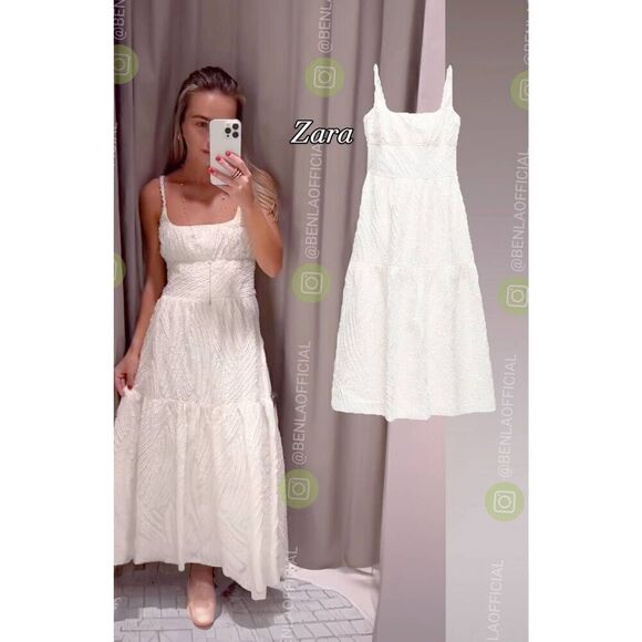 ZARA FRAYED JACQUARD DRESS ZW COLLECTION - Picture 1 of 9